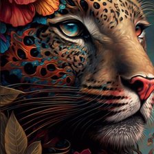 Схема вышивки «Киса в цветах»