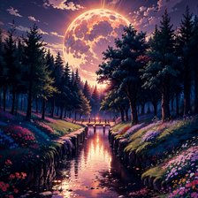 Схема вышивки «Огромная луна»