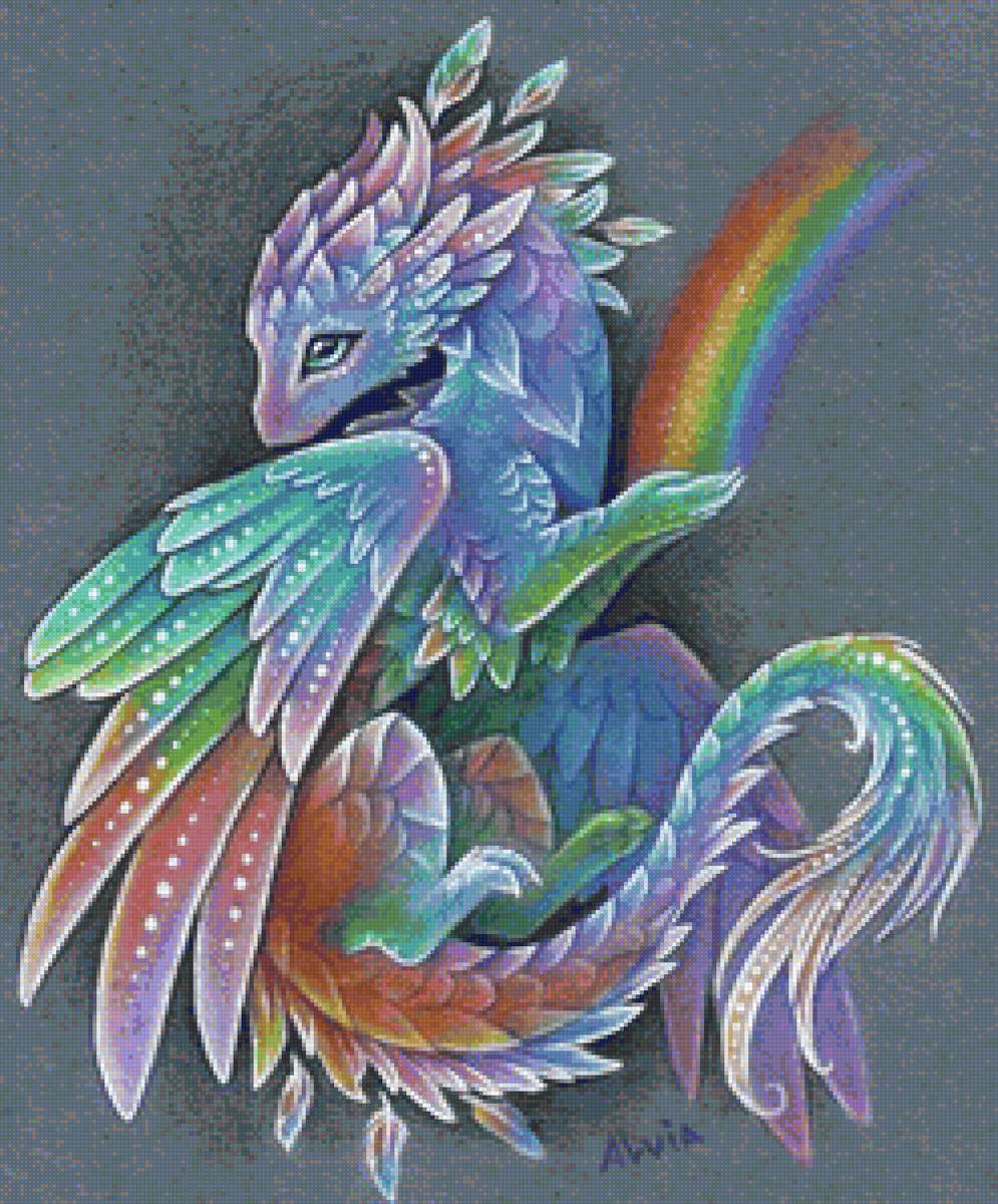 rainbow dragon - dragon, solids, alvia alcedo, rainbow - предпросмотр