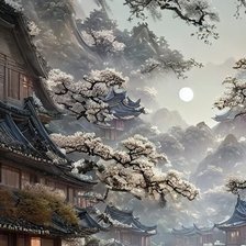 Схема вышивки «Зима в японии»