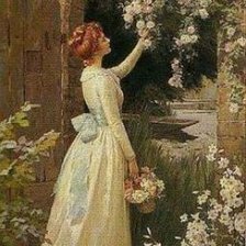 Схема вышивки «Девушка и розы»