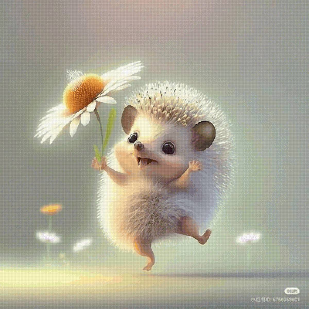 Ёжик с ромашкой 400 - предпросмотр