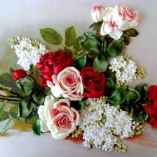 Схема вышивки «розы и белая сирень»