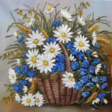 Схема вышивки «Корзина с полевыми цветами»