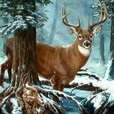 Схема вышивки «Олень в лесу»