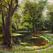 Схема вышивки «озеро в парке с каштанами»