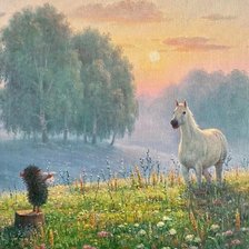 Схема вышивки «Ёжик в тумане»