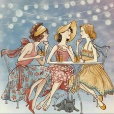 Схема вышивки «Три девицы»