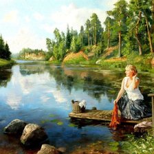 Схема вышивки «девушка на речке»