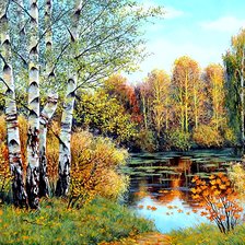 Схема вышивки «осень на пруду»