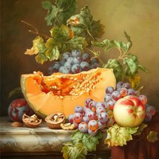 Схема вышивки «Натюрморт с тыквой и виноградом»