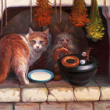 Схема вышивки «домовенок, рыжий кот»