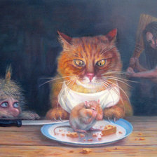 Схема вышивки «домовенок, рыжий кот»