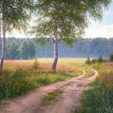 Схема вышивки «дорога в полях»