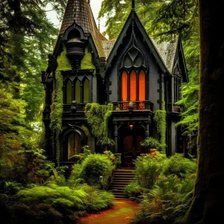 Схема вышивки «Дом в лесу»