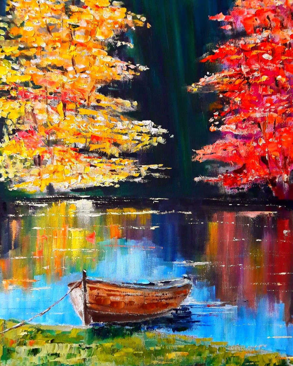 Лодка в лесу - лодка, лес - оригинал