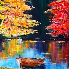 Схема вышивки «Лодка в лесу»