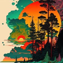 Схема вышивки «Рисованный пейзаж»