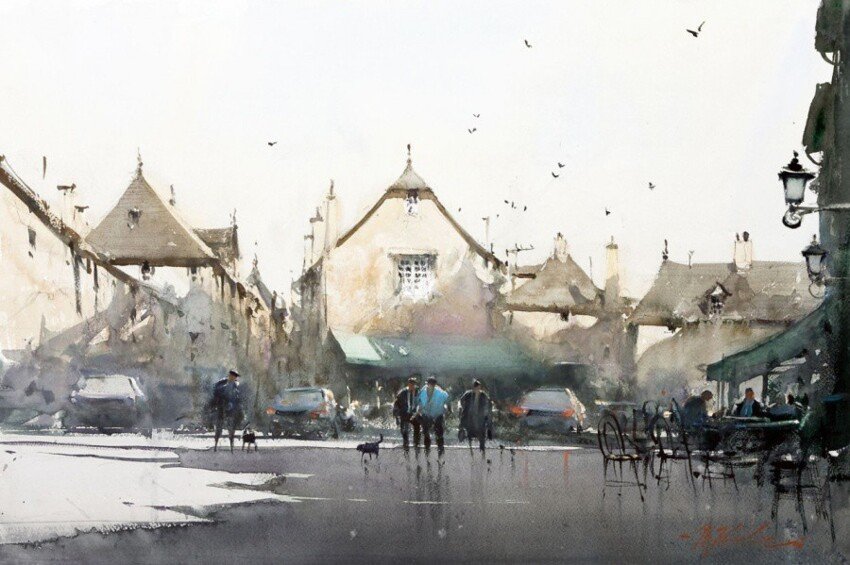 №2703595 - акварель, город, улица - оригинал