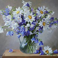 Схема вышивки «Ромашки и колокольчики»