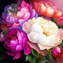 Схема вышивки «Пионы»