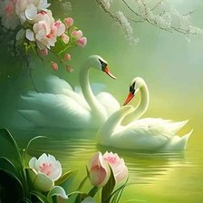 Схема вышивки «Лебеди»