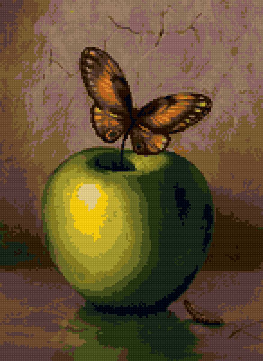 Бабочка на яблоке Дали - предпросмотр