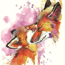 Схема вышивки «Лиса и лисенок»