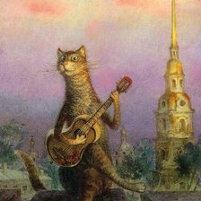 Схема вышивки «Кот на крыше»