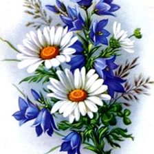 Схема вышивки «ромашки и колокольчики»