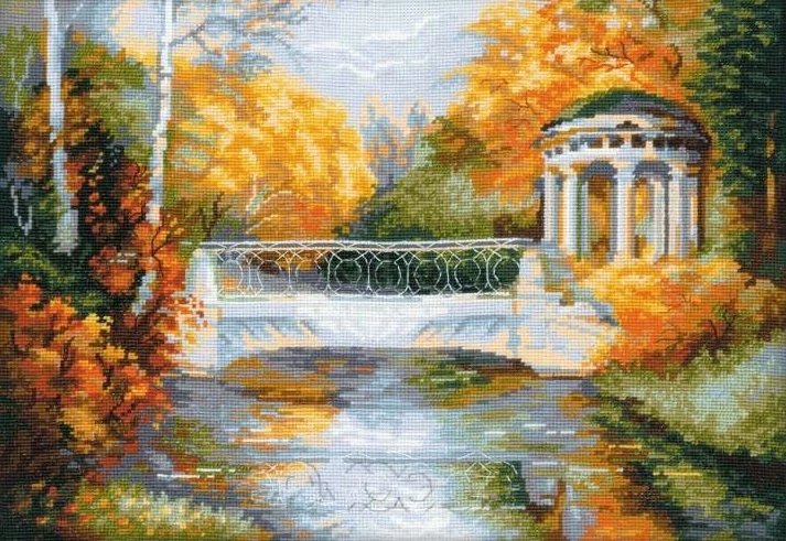 Осенний парк - вода, парк, беседка, пейзаж, осень, природа - оригинал