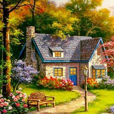 Схема вышивки «Домик в лесу»