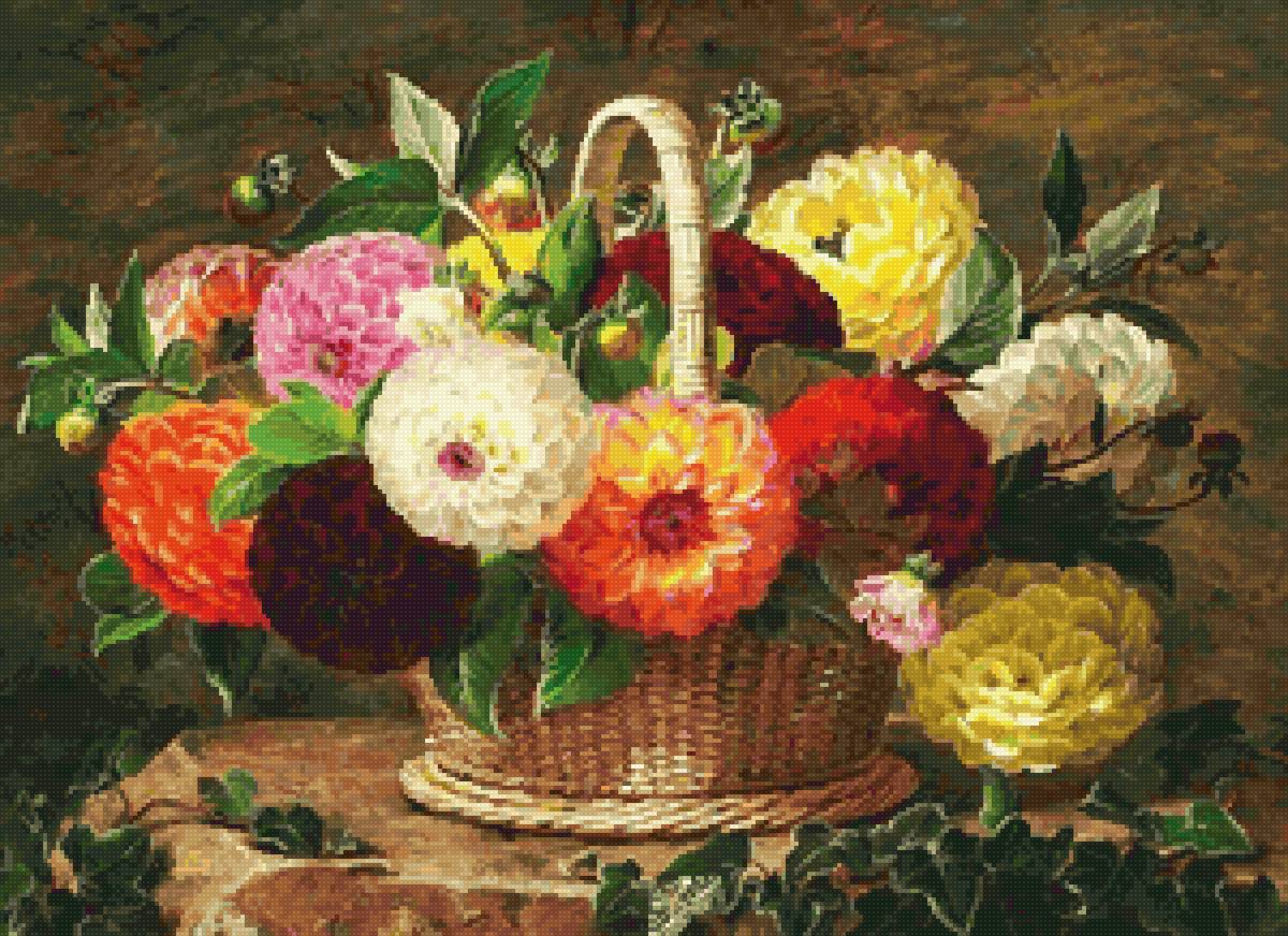 корзина георгин - предпросмотр