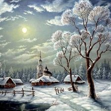 Схема вышивки «Zima i crkva»