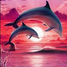 Схема вышивки «Дельфины на закате»