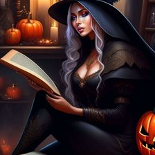 Схема вышивки «Bruja leyendo»