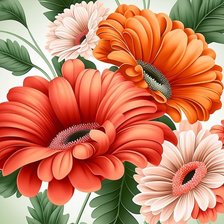 Схема вышивки «Подушка "Герберы"»