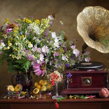 Схема вышивки «Натюрморт с граммофоном»