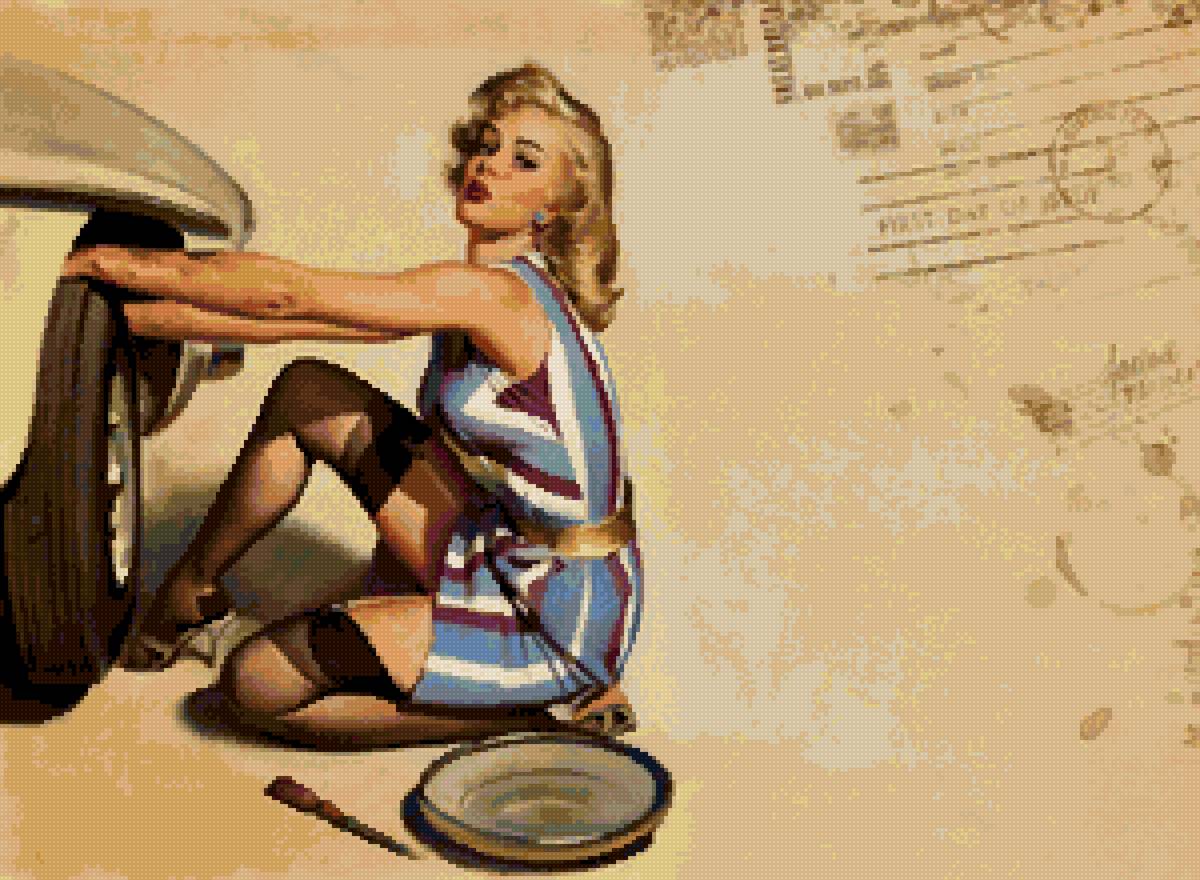 Автоледи - автомобиль, техника, ретро, девушка - предпросмотр