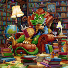 Схема вышивки «драконья библиотека»