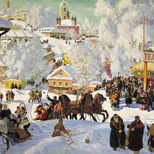 Схема вышивки «Масленица. По Б. Кустодиеву»