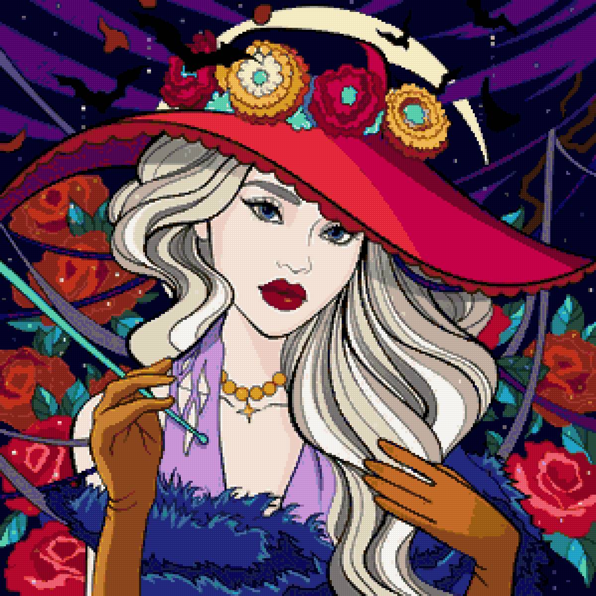 Дама в красной шляпе - дама, красота, женщина, девушка - предпросмотр