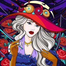 Схема вышивки «Дама в красной шляпе»