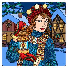 Схема вышивки «Девушка с фонарем»