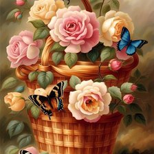 Схема вышивки «Карзина с розами»