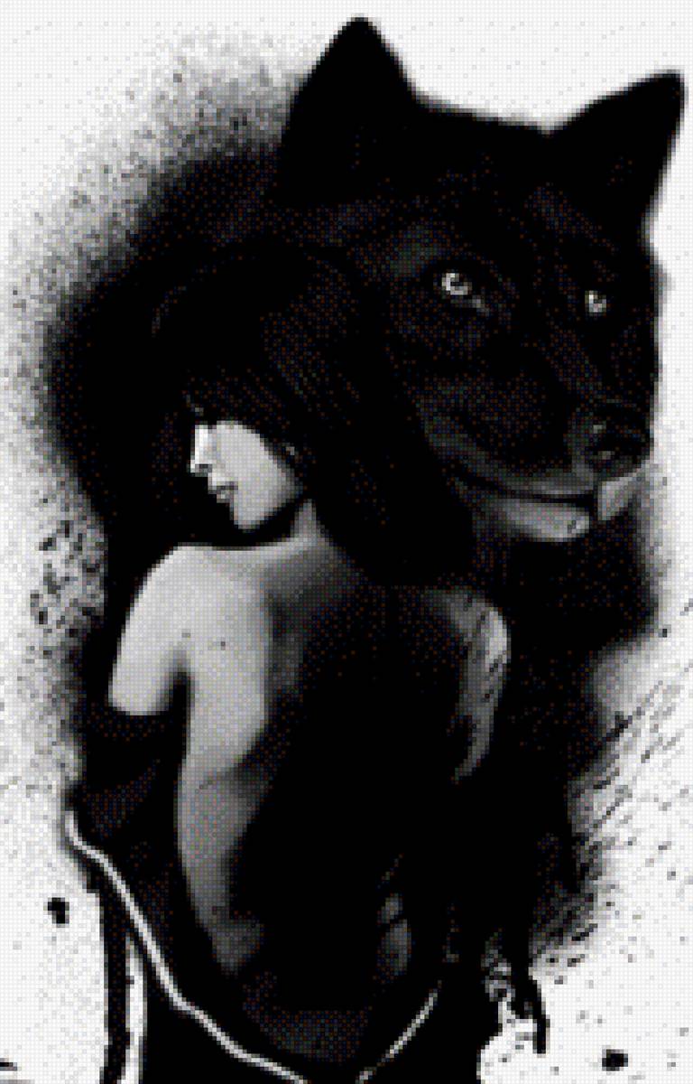 волк и девушка - волк, девушка - предпросмотр