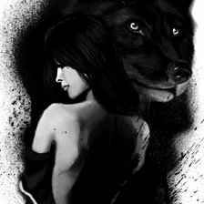 Схема вышивки «волк и девушка»