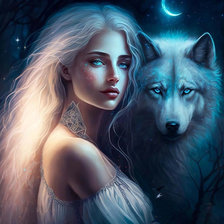 Схема вышивки «девушка и волк»