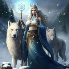 Схема вышивки «девушка и волки»