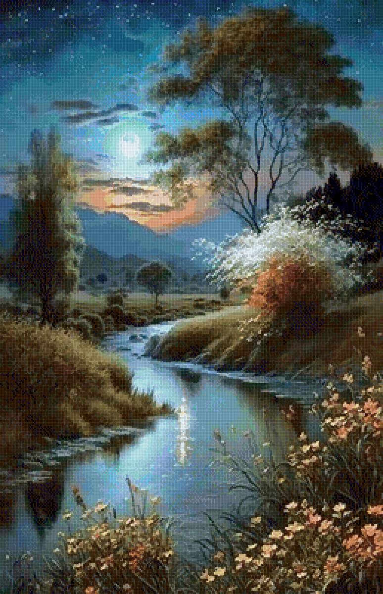 Вечерний пейзаж - пейзаж, природа, лес, река, закат - предпросмотр